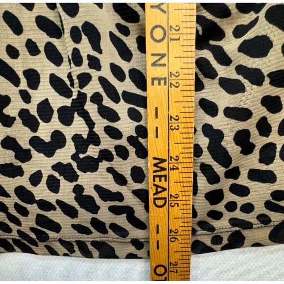 Croft & Barrow Womens Leopard Print Top Blouse L Black Tan Stretch - Picture 6 of 10